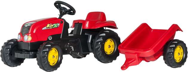 Rolly Kid Duży Traktor czerwony z przyczepą dla dzieci