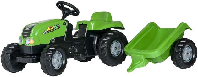 Rolly Kid Duży Traktor zielony na pedały z przyczepą dla dzieci