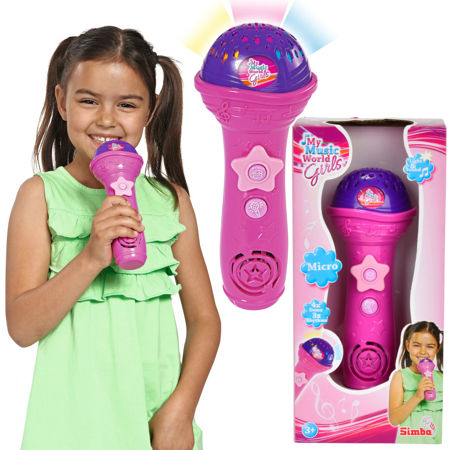Różowy mikrofon dla dziewczynek ze światłem i dźwiękami