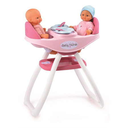 SMOBY Baby Nurse 2 w 1 Krzesełko do karmienia dla bliźniąt kołyska