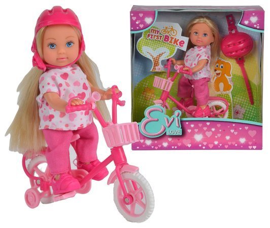 Simba Evi Love lalka w spodenkach na różowym rowerze