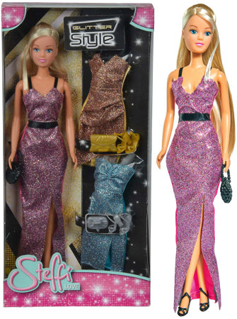 Simba Lalka Steffi Glitter z błyszczącymi sukienkami