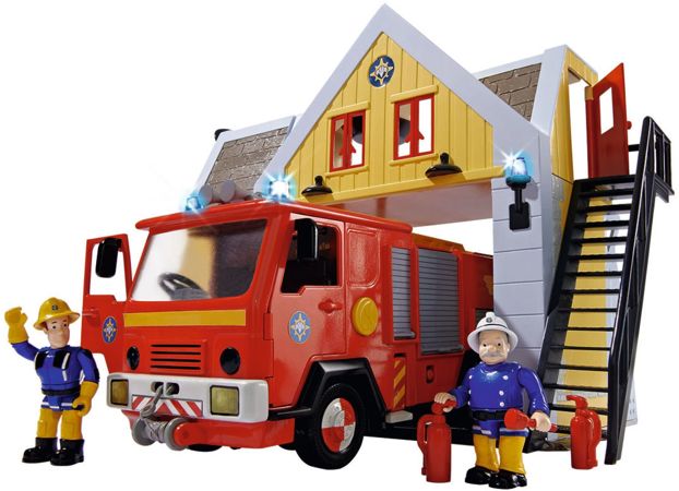 Simba Strażak Sam Remiza strażacka + wóz strażacki Venus + przyczepa