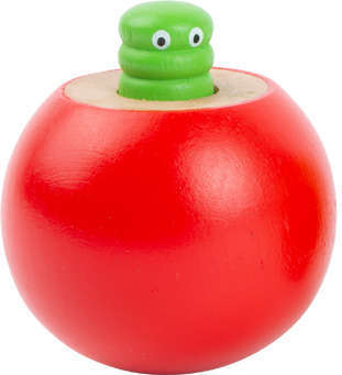 Small Foot Drewniana piszczałka czerwone jabłko z figurką gąsienicy