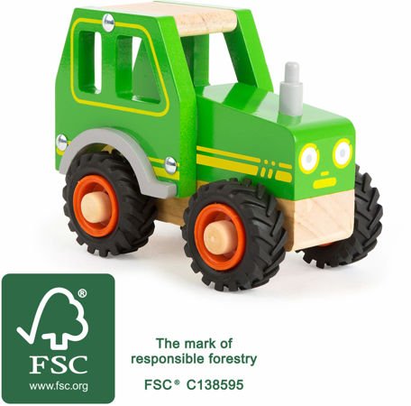 Small Foot Drewniany traktor dla dzieci z gumowymi oponami
