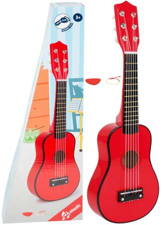 Small Foot Gitara czerwona klasyczna drewniana dla dzieci