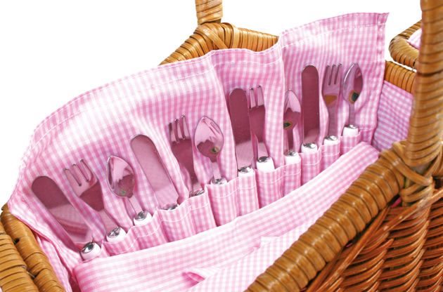 Small Foot Wiklinowy koszyk piknikowy z wyposażeniem romantic 30 elementów