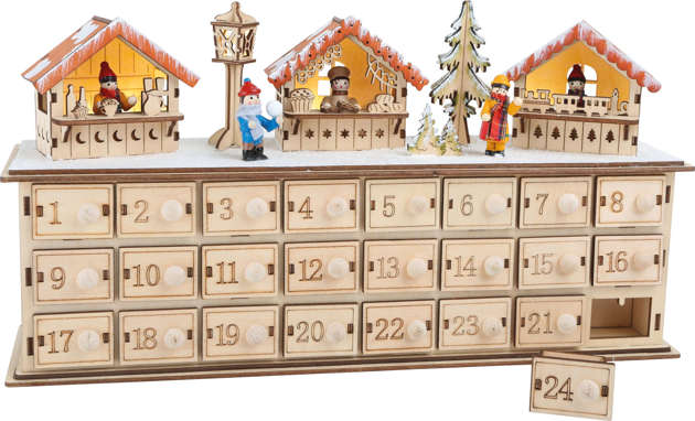Small Foot drewniany kalendarz adwentowy Świąteczny Targ podświetlany 1290
