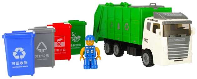Śmieciarka z kontenerem i akcesoriami