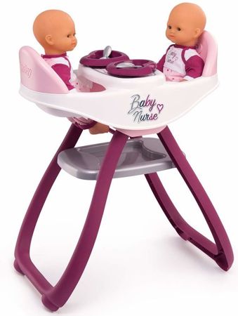 Smoby Baby Nurse Krzesełko do karmienia i huśtawka dla lalek bliźniąt Zestaw 2w1 biały