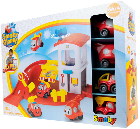 Smoby Vroom Planet Straż Pożarna + 4 autka