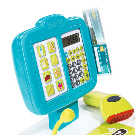 Smoby zabawkowa kasa elektroniczna dla dzieci kalkulator 27 akcesoriów światło dźwięk