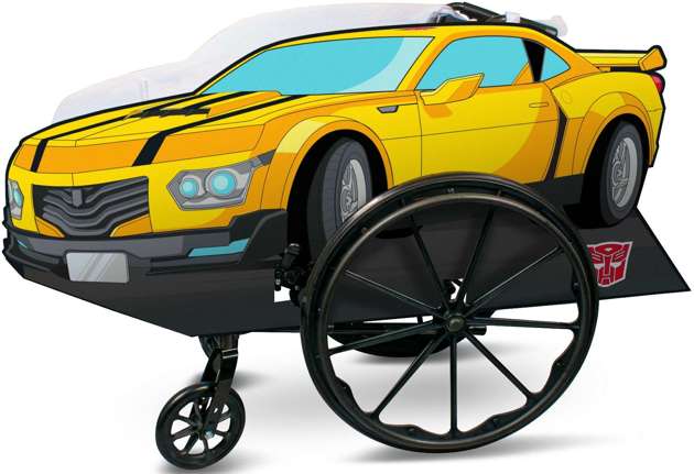 Strój karnawałowy kostium pojazd Transformers Bumblebee na wózek inwalidzki
