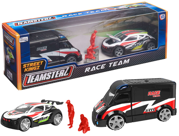 Teamsterz Auto wyścigowe białe + pojazd serwisowy