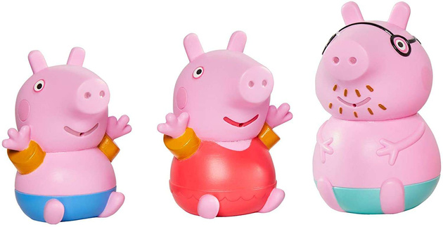 Tomy E73105 Świnka Peppa figurki do wody z tatą 3-pak