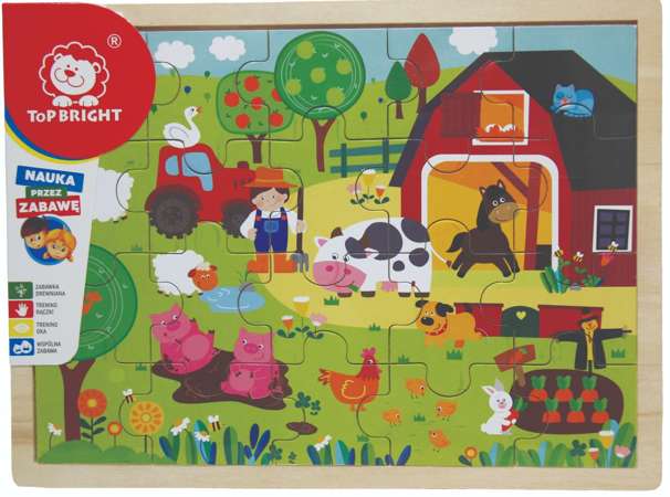 Top Bright Puzzle drewniane Farma 20 elementów