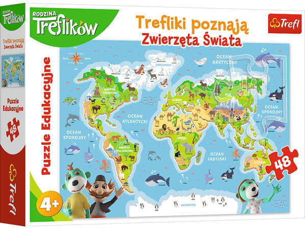Trefl 15552 Puzzle edukacyjne 48 Zwierzęta świata
