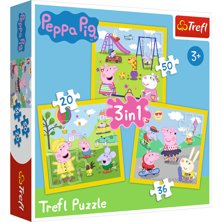 Trefl 34849 Puzzle 3w1 Wesoły dzień Peppy