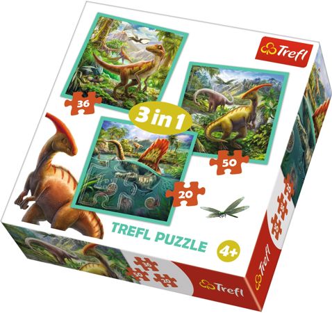 Trefl Puzzle 3w1 Niezwykły świat dinozaurów 34837 106 elementów