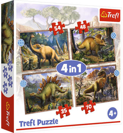 Trefl Puzzle 4w1 Ciekawe dinozaury