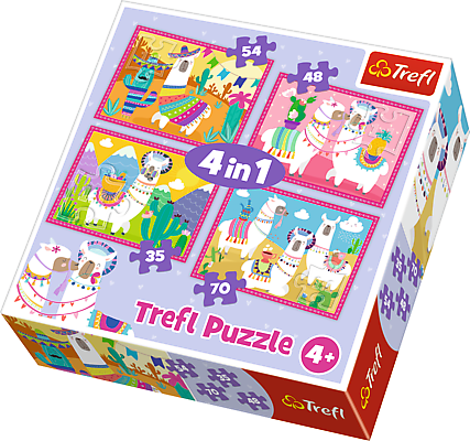 Trefl Puzzle 4w1 Lamy na wakacjach 207 elementów