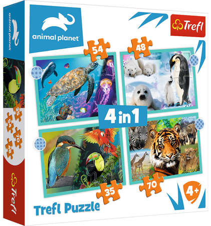 Trefl Puzzle 4w1 Tajemniczy świat zwierząt