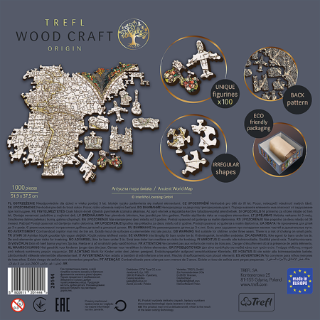 Trefl Puzzle drewniane Antyczna mapa świata 1000 elementów