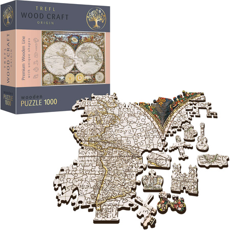 Trefl Puzzle drewniane Antyczna mapa świata 1000 elementów