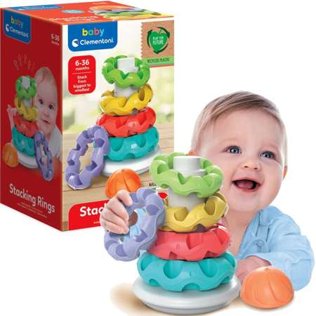 Układanka Kolorowa Wieża Piramida Montessori Kółka Baby Clementoni