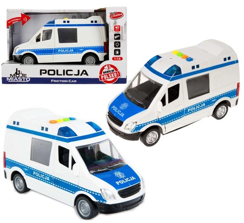 Zestaw Auta policyjne radiowóz i furgonetka światło i dźwięk