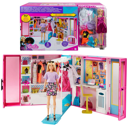 Zestaw Barbie Wymarzona szafa z lalką + akcesoria