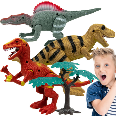 Zestaw Figurek Dinozaurów ze światłem i dźwiękami 3 szt