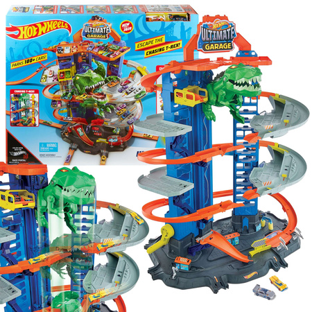 Zestaw Hot Wheels Mega garaż T-Rexa + 2 samochodziki