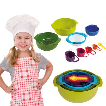 Zestaw Małego kucharza akcesoria kolorowych misek i miarek 9 elementów dla dzieci 3+ Joseph Joseph