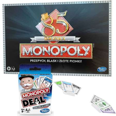 Zestaw Monopoly Deal gra karciana + Gra Winning Monopoly Edycja 85 Rocznica