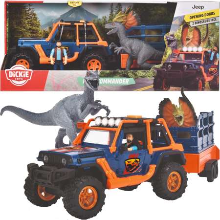 Zestaw Samochód Jeep z dźwiękiem + figurka myśliwy i 2 figurki dinozaurów