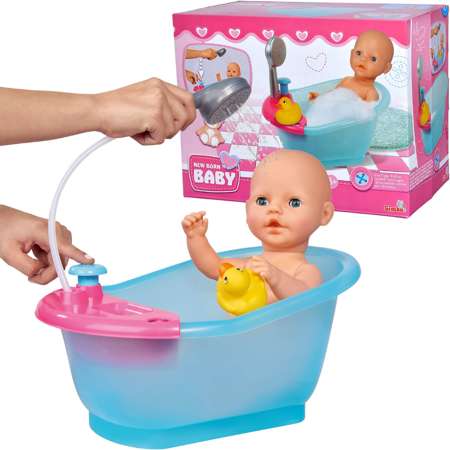Zestaw turkusowa Wanienka dla lalek z prysznicem i akcesoriami New Born Baby Simba